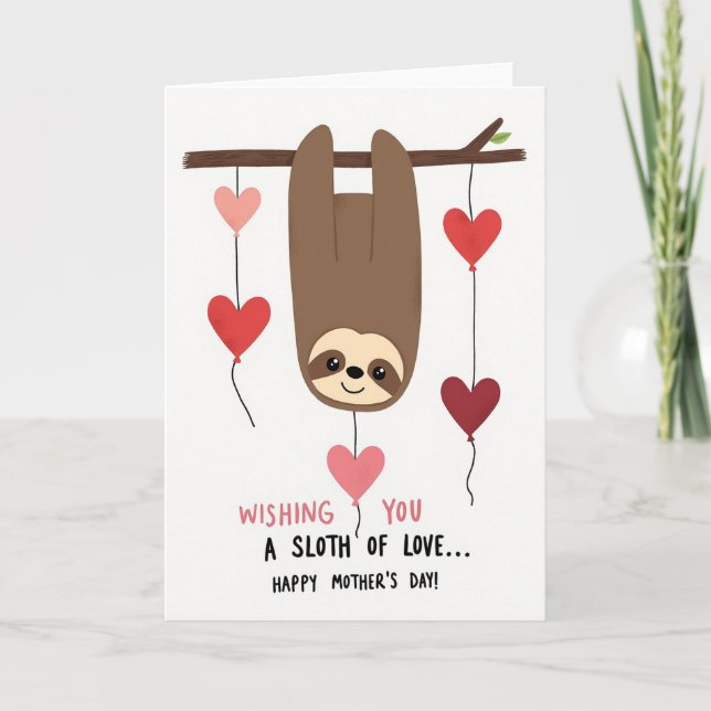 Tarjeta Sweet Sloth Mothers Day Card (Anverso)