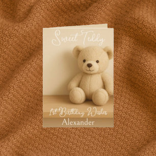 Tarjeta Sweet Teddy 1er Birthday Wishes