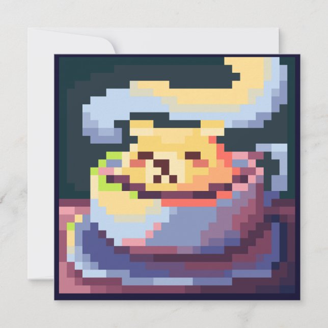 Tarjeta Sweetest Coffee card pixelart, Pixel Art  (Anverso)