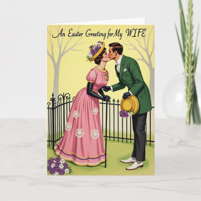 Tarjeta Sweetheart Kiss Vintage Style Card (Anverso)