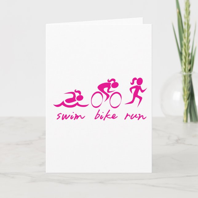 Tarjeta Swim Bike Run Tri Chica (Anverso)