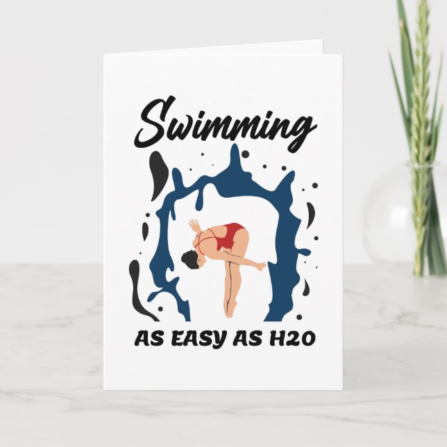 Tarjeta Swimming as Easy as H2O - Funny Swim Design (Anverso)