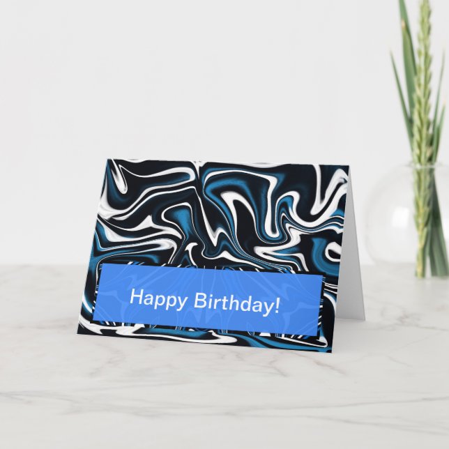 Tarjeta Swirls azul, negro y blanco (Anverso)