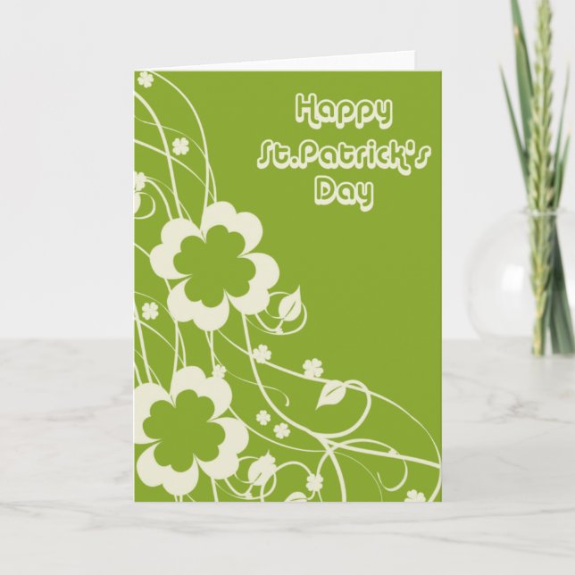 Tarjeta Swirly Floral St.Patrick's Day (Anverso)