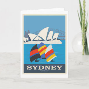 Tarjeta Sydney, Australia, Poster de Viajes Vintage