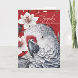Tarjeta Sympathy African Grey Parrot Red and White Lilies