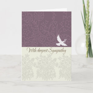 Tarjeta Sympathy card with dove, deepest sympathy