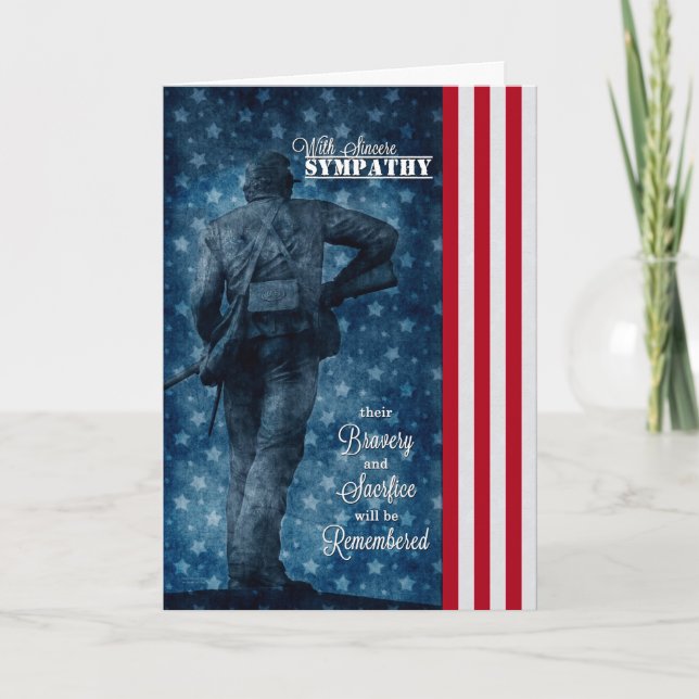 Tarjeta Sympathy for Loss of a Soldier Stars and Stripes (Anverso)