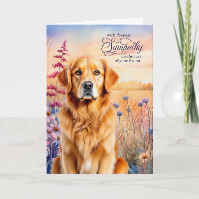 Tarjeta Sympathy Golden Retriever Dog Wildflower Meadow (Anverso)