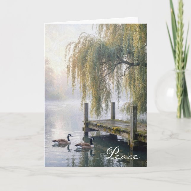 Tarjeta Sympathy Lake Dock with Canada Geese (Anverso)