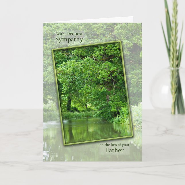 Tarjeta Sympathy loss of father tranquil river scene (Anverso)