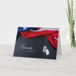 Tarjeta Sympathy Military Dog Tags and American Flag