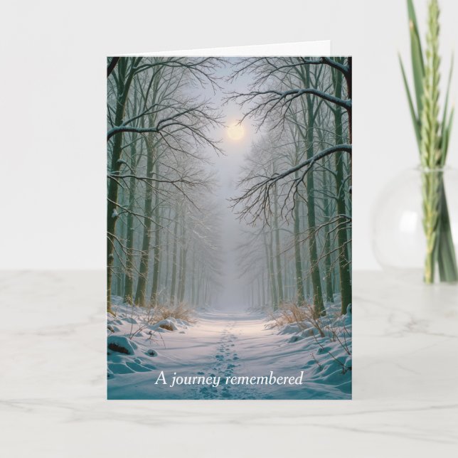 Tarjeta Sympathy Moonlight Footprints In a Snowy Forest (Anverso)