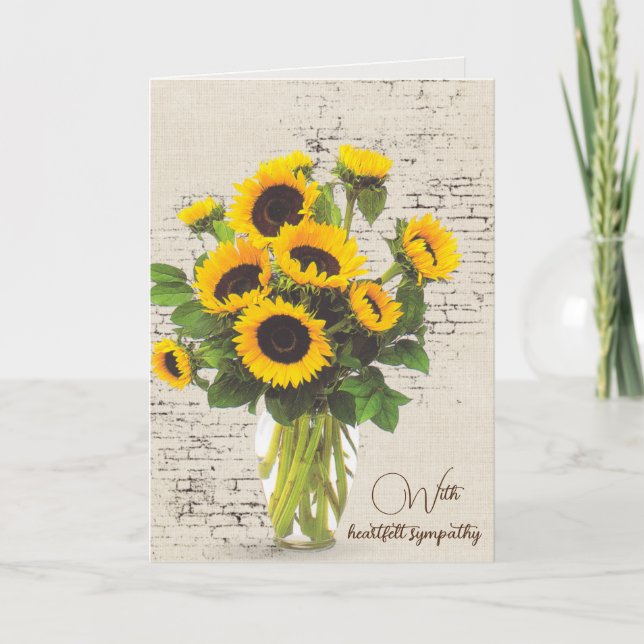 Tarjeta Sympathy Sunflower Bouquet on Brick (Anverso)