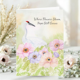 Tarjeta Sympathy Whooping Crane with Anemones 