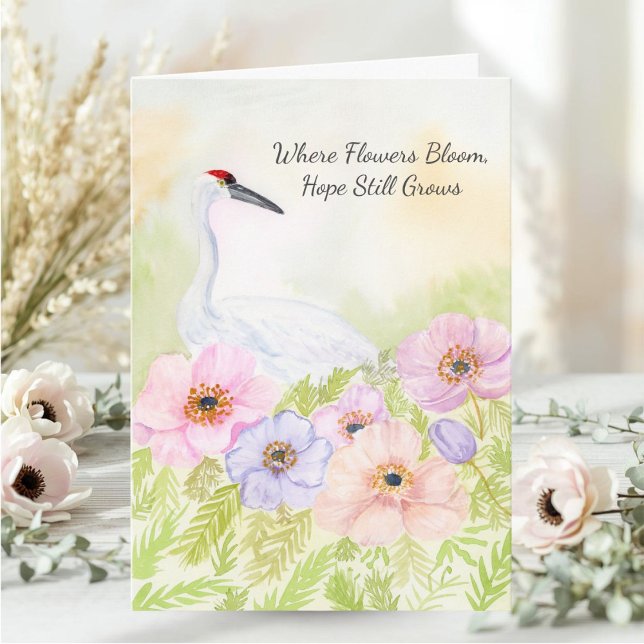 Tarjeta Sympathy Whooping Crane with Anemones  (Subido por el creador)
