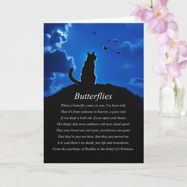 Tarjeta Sympathy with Cat and Butterflies and Spiritual (Orquídea)