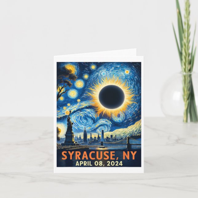 Tarjeta Syracuse New York Eclipse Solar Total 2024 Starry (Anverso)