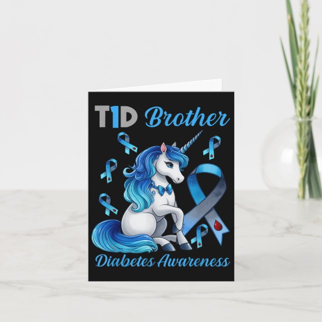 Tarjeta T1d Hermano Diabetes Conciencia Unicornio Soporte  (Anverso)