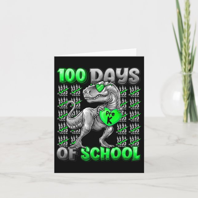 Tarjeta T-rex 100 días de preescolar 100 días más intelige (Anverso)