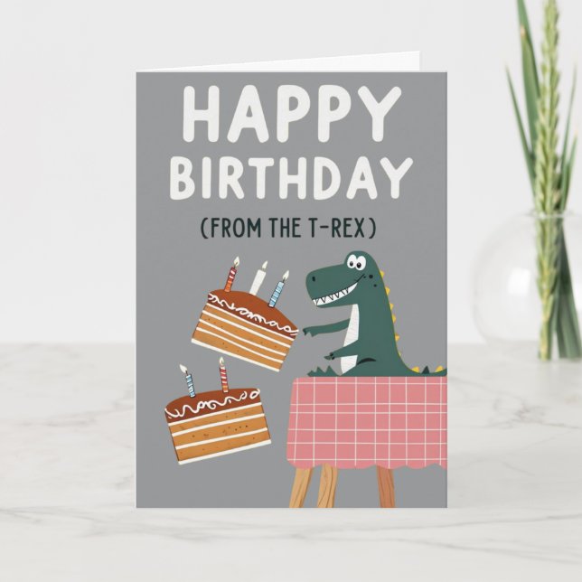 Tarjeta T-Rex Birthday Card with Funny Message (Anverso)