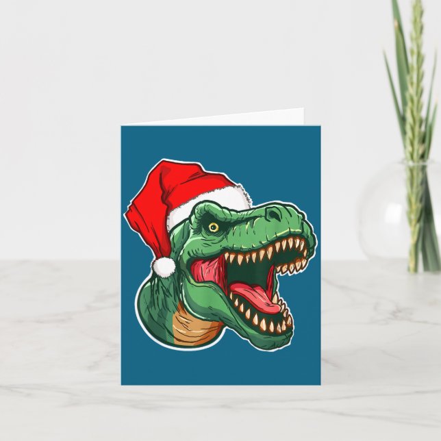 Tarjeta T-rex de Navidad  (Anverso)