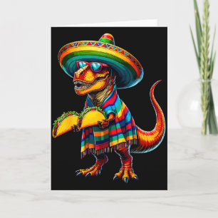 Tarjeta T-rex dinosaur amante de tacos cinco de mayo sombr