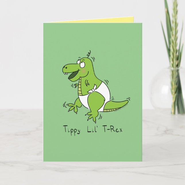 Tarjeta T-Rex Dinosaur Cute Baby Personalizado (Anverso)