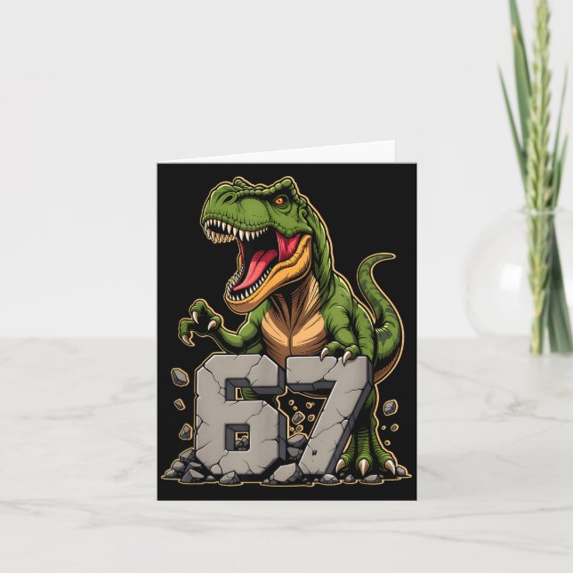 Tarjeta T-rex Dinosaur Funny Six Seven Meme Cool Tyrannosa (Anverso)