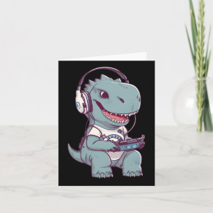 Tarjeta T. Rex-dinosaur Jugando Videojuego Gaming Gamer Pl