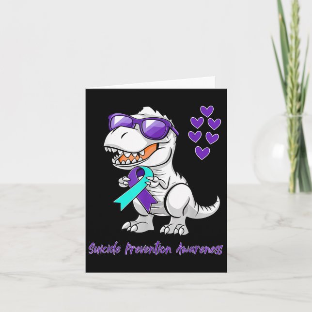 Tarjeta T-rex Dinosaur Suicide Prevention Awareness Day Di (Anverso)