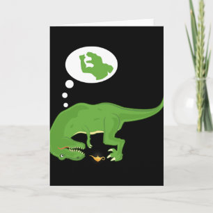 Tarjeta T-rex divertido, lámpara de genio, brazos cortos, 