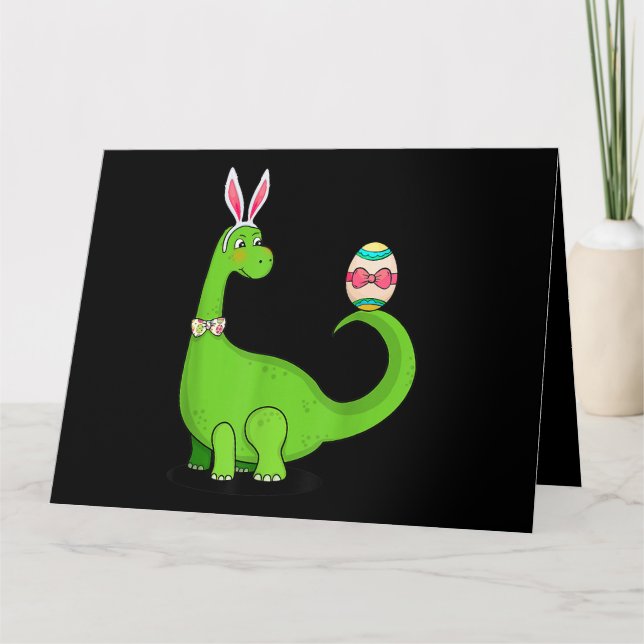Tarjeta T Rex Easter Bunny Funny Dinosaur Egg Niños A (Anverso)