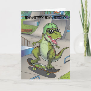 Tarjeta T-Rex en skatepark skateboarding