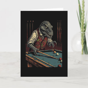 Tarjeta T Rex Jugando Billar Jugador de Billar Dinosaurio 