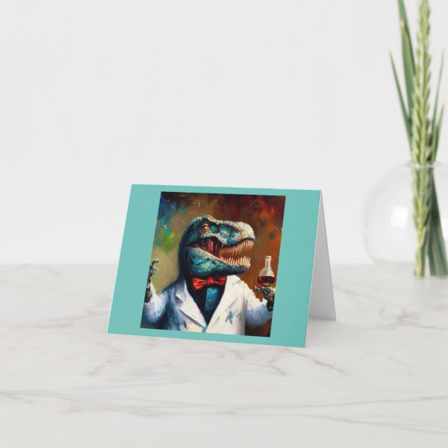 Tarjeta T Rex Mad Scientist (Anverso)