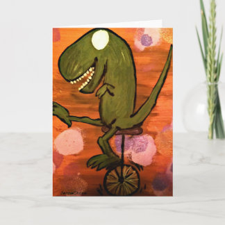 Tarjeta T-Rex monta un uniciclo