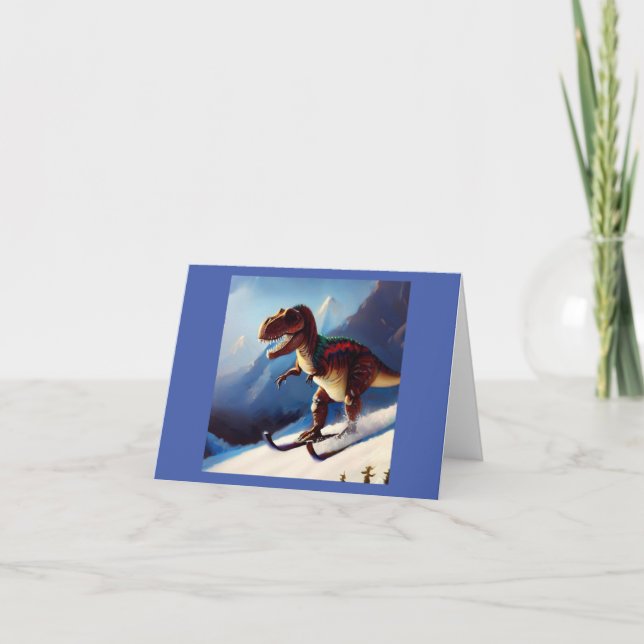 Tarjeta T Rex Skiing (Anverso)