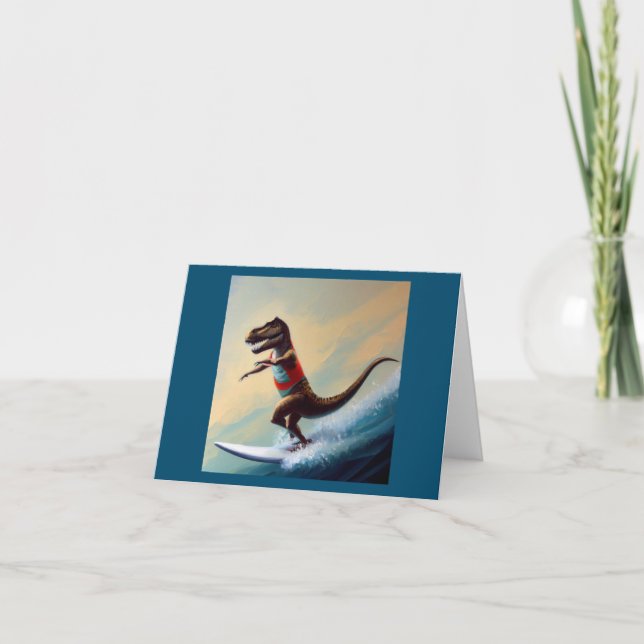 Tarjeta T Rex Surfing (Anverso)