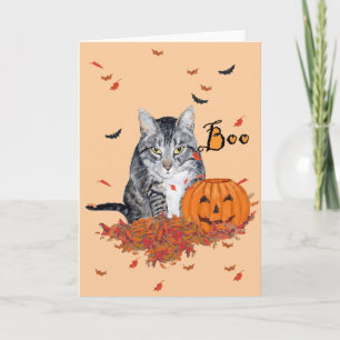 Tarjeta Tabby Cat Halloween