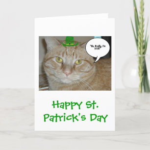 Tarjeta Tabby Cat, Naranja del Día de San Patricio