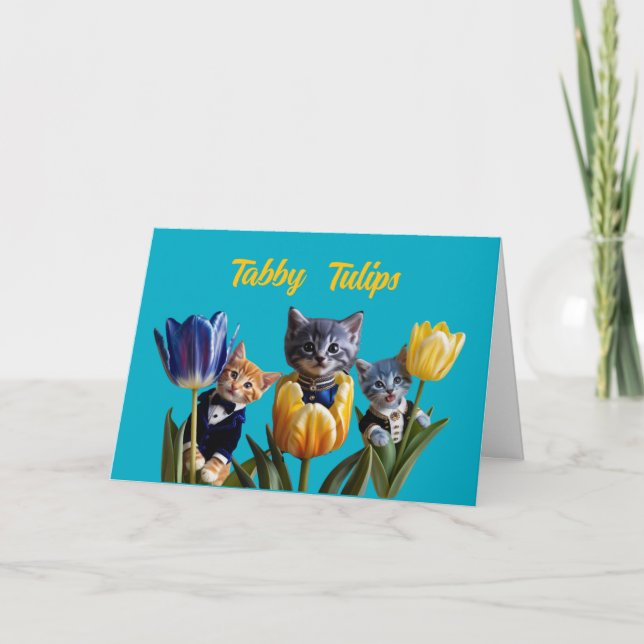 Tarjeta Tabby Tulips (Anverso)