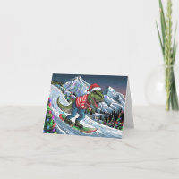 Tabla de nieve de TRex en montaña colores psicodél