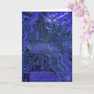 Tarjeta Tablero de Circuito Cibernético Azul Arte Electrón