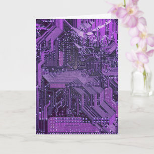 Tarjeta Tablero de Circuito Cibernético Púrpura Arte Tecno