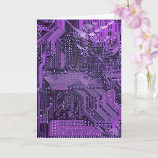 Tarjeta Tablero de Circuito Cibernético Púrpura Arte Tecno