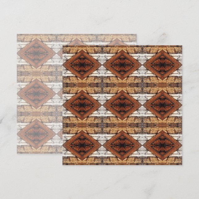 Tarjeta Tablones de Madera Deteriorada Patrón de Diamante  (Anverso / Reverso)
