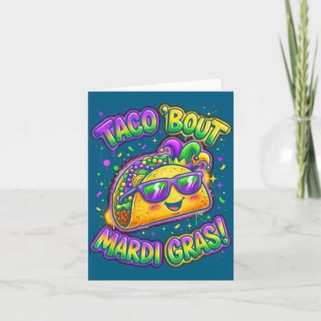 Tarjeta Taco Bout Mardi Gras Fat Tuesday Funny Mexican Foo (Anverso)