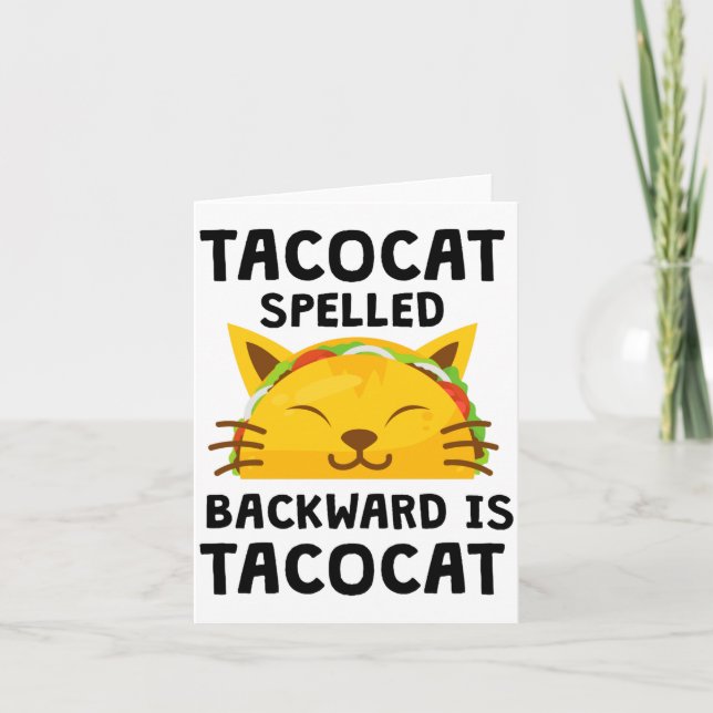Tarjeta Taco Cat Spelled Backwards Is Taco Cat Funny Quote (Anverso)