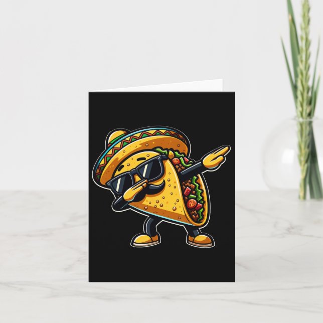 Tarjeta Taco de Dabbing Cinco De Mayo Divertido Día del Pa (Anverso)